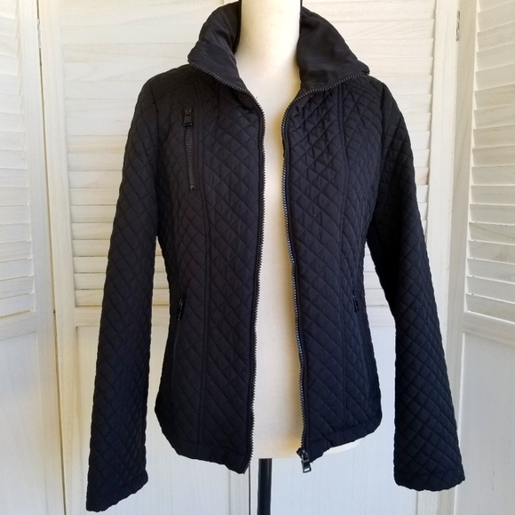 Calvin Klein Black Quilted Coat, Jacket Size Sm - Picture 2 of 16